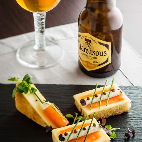 Zakouskis au Maredsous® saveur Crème de fagotin, saumon et ciboulette